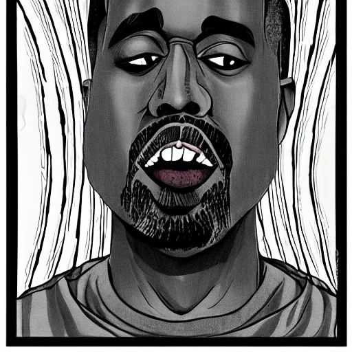 Image similar to kanye west as a horror junji ito drawing