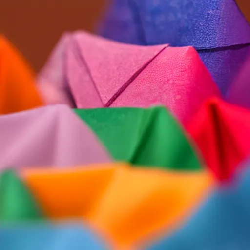 Prompt: human face in origami, colorful macro photo 5 dmk 2, bokeh