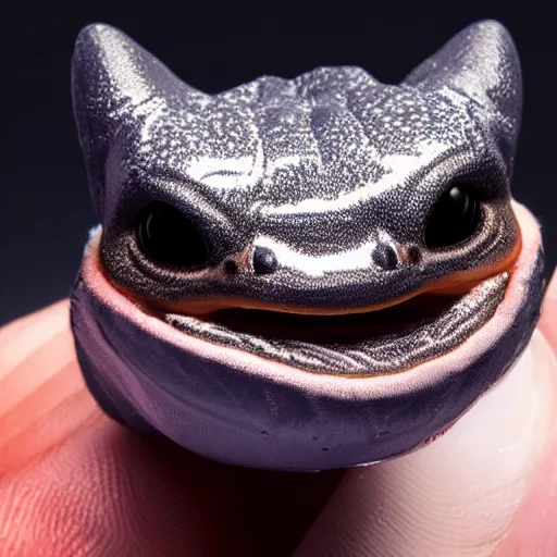 Image similar to realistic miniature of bioluminescent toothless on a studio shot, 1 0 0 mm, hyper realism, detailed, high definition, smooth, sharp focus