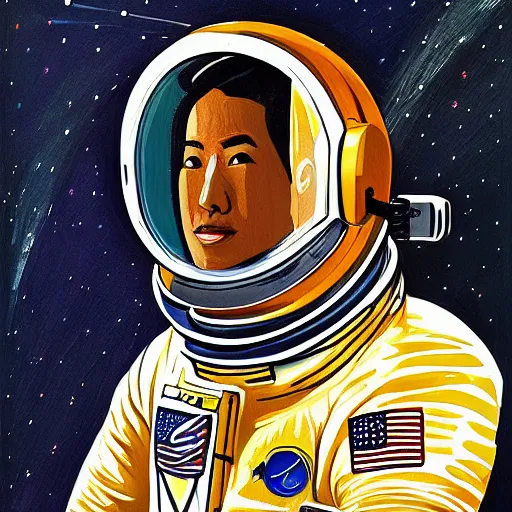 Prompt: portrait of an astronaut by Ha Gyung