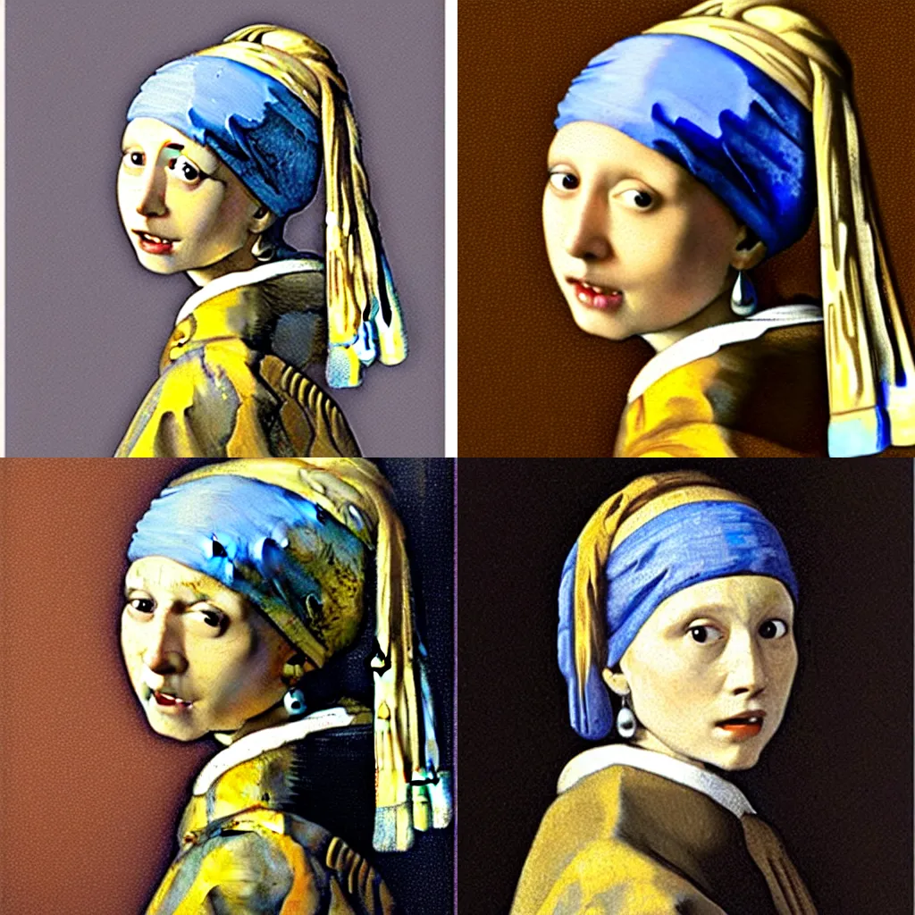 Prompt: A bee with a pearl earring by Johannes Vermeer