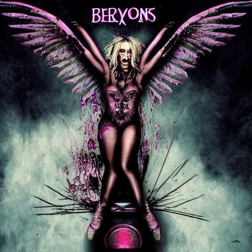Prompt: album art of a britney spars music cd in death metal style