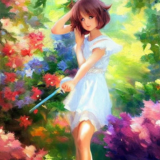 Image similar to anime girl painting by Vladimir Volegov