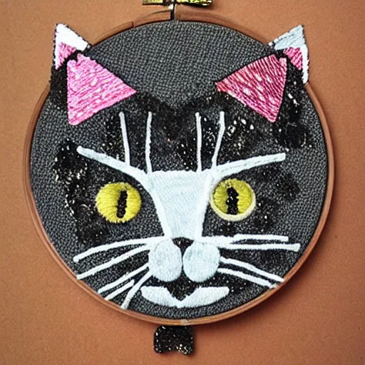 Image similar to a cat embroidered with sequins