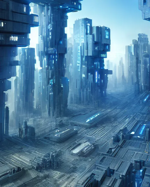 Image similar to dystopian mega city, neo-brutalist buildings, by Leon Tukker, Makoto Kobayashi, synthetic light, blue trees, people on the streets, utopia, perfect, futuristic, 8k high detail, masterpiece, trending on ArtStation