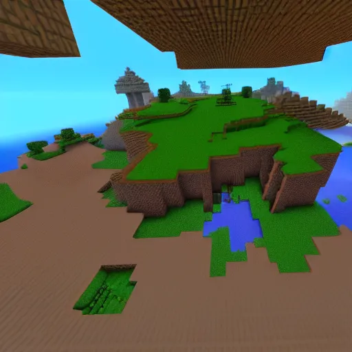 Prompt: minecraft aether mod, minecraft heaven, flying island, aether portal
