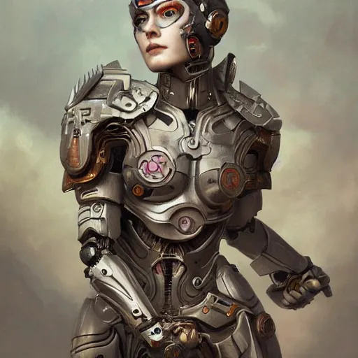 Prompt: ultra realist soft painting of a single attractive cyborg female sillicon skin cyborg armored, curiosities carnival, symmetry accurate features, very intricate details, focus, curvy, artstyle Hiraku Tanaka and Tom Bagshaw, award winning