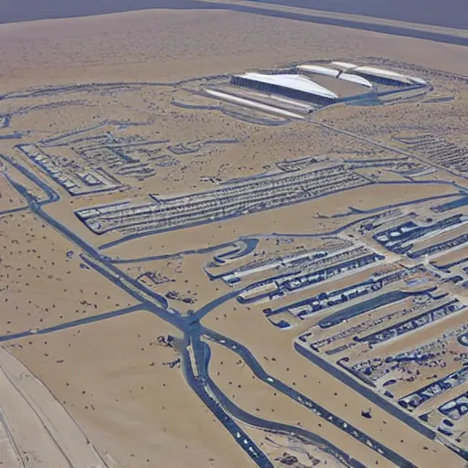 Image similar to giant mall with a big parking lot at the sahara desert, 2 0 2 2