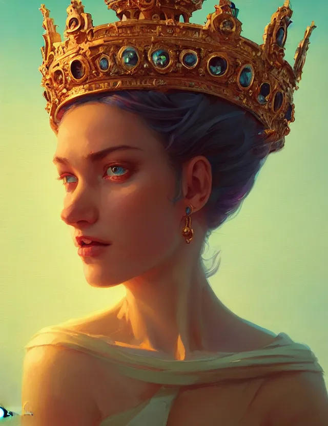 Image similar to close-up portrait of a goddess in crown, by Artem Chebokha by Anka Zhuravleva, Anato Finnstark and Alena Aenami, Angus McKie, Anton Fadeev, by Jesper Ejsing, by RHADS, Makoto Shinkai and Lois van baarle, ilya kuvshinov, rossdraws global illumination, octane render, unreal engine, cinematic counter light, high detail, octane render, 4k