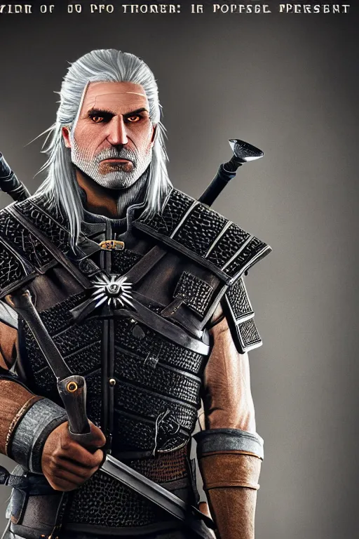 Image similar to portrait of geralt of rivia, 5 5 mm lens, professional photograph, times magazine, serious, stern look
