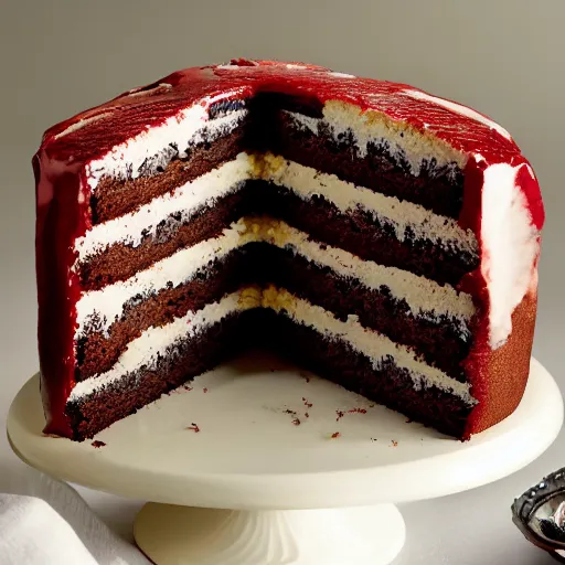 Prompt: photograph of a fancy cake from cookbook in color