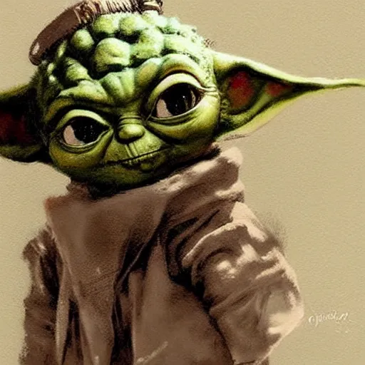 Prompt: portrait of a steampunk baby yoda, artwork by guy denning and charlie bowater,