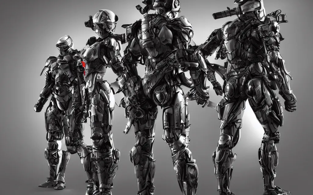 Image similar to war, diverse katana cybersuits, from behind, wide wide angle, vivid, elaborate, highly detailed, beautiful lighting