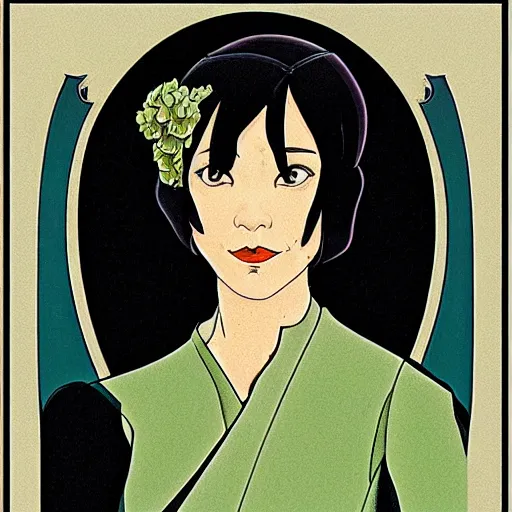 Prompt: art nouveau portrait of toph beifong