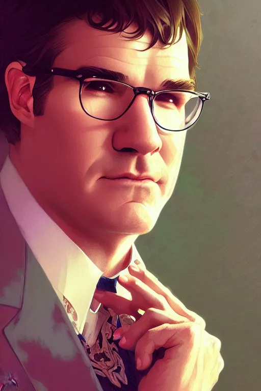 Prompt: a portrait of steve martin, fantasy, sharp focus, intricate, elegant, digital painting, artstation, matte, highly detailed, concept art, illustration, ambient lighting, art by ilya kuvshinov, artgerm, alphonse mucha, and greg rutkowski