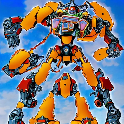 Image similar to combat mecha in the style of jeff koons and junji ito