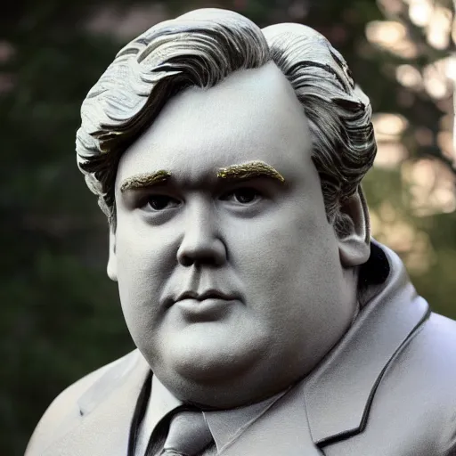 Image similar to a statue of john candy made out of hair, 8 k photo