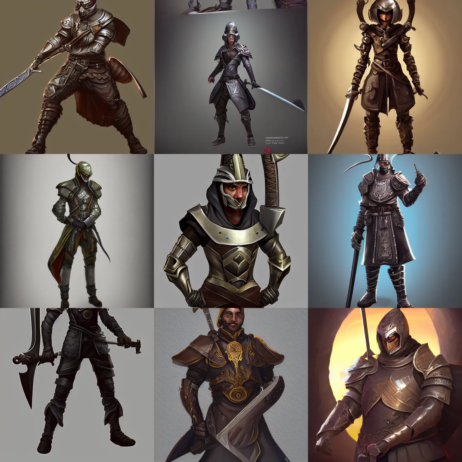 Prompt: a person with a sword and a helmet, a character portrait by senior character artist, featured on polycount, cobra, concept art, 2 d game art, official art