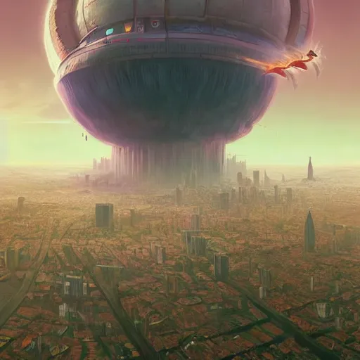 Prompt: giant diarrhea over city by simon stalenhag, d & d, fantasy, digital painting, unreal engine 5, photorealism, hd quality, 8 k resolution, cinema 4 d, 3 d, cinematic, professional photography, art by artgerm and greg rutkowski and alphonse mucha and loish and wlop