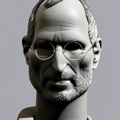 Image similar to Steve Jobs sculpture, roman, Greek, marble