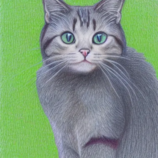 Image similar to cat, detailed colored pencil drawing