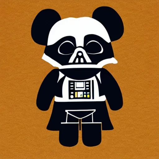 Image similar to panda with a darth vader face