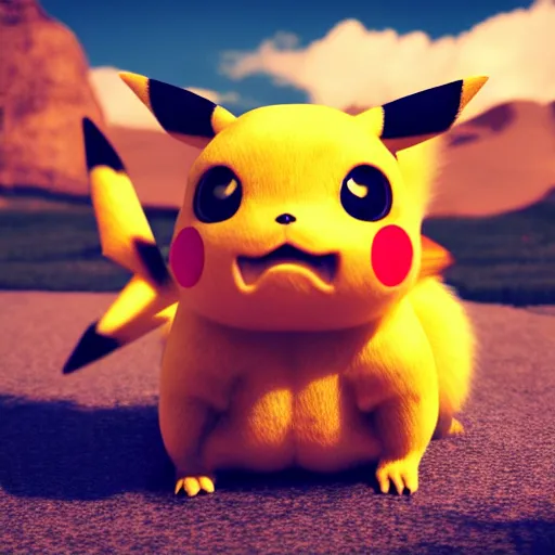 Image similar to photography of a realistic pikachu animal, ultra detailed, 8 k, cinematic lighting, natural background, trending on artstation, pokemon