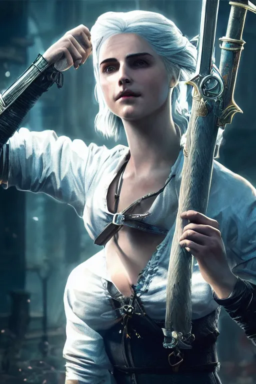 Prompt: A film still of ciri from the Witcher 3 as a cyberpunk 2077 loading screen, highly detailed, digital painting, artstation, concept art, sharp focus, illustration, cinematic lighting, art by artgerm and greg rutkowski and alphonse mucha diffuse lighting, fantasy, intricate, elegant, highly detailed, lifelike, photorealistic, digital painting, artstation, illustration, concept art, smooth, sharp focus, art by John Collier and Albert Aublet and Krenz Cushart and Artem Demura and Alphonse Mucha