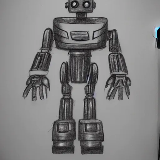 Image similar to robot character concept art, simple pencil drawing