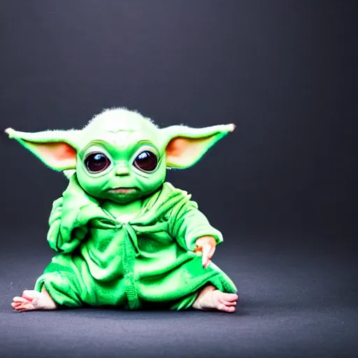 Prompt: baby yoda grogu, dressed in a pickachu costume, studio lighting, professional photoshoot, masterpiece