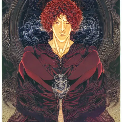 Prompt: portrait of morpheus, symmetrical, by yoichi hatakenaka, masamune shirow, josan gonzales and dan mumford, ayami kojima, takato yamamoto, barclay shaw, karol bak, yukito kishiro