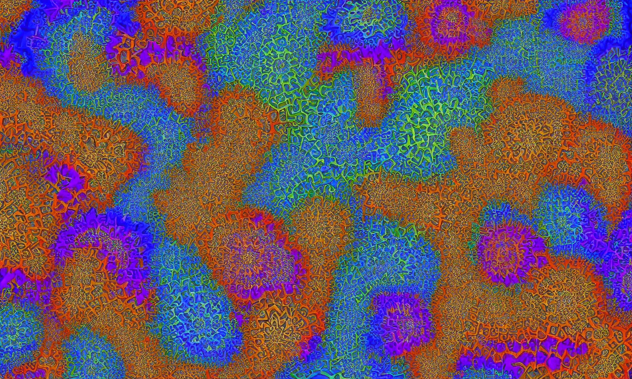 Image similar to mandelbrot 3 d volume fractal mandala ceramic chakra digital color stylized times square on a rainy bustling evening, bright lights big city