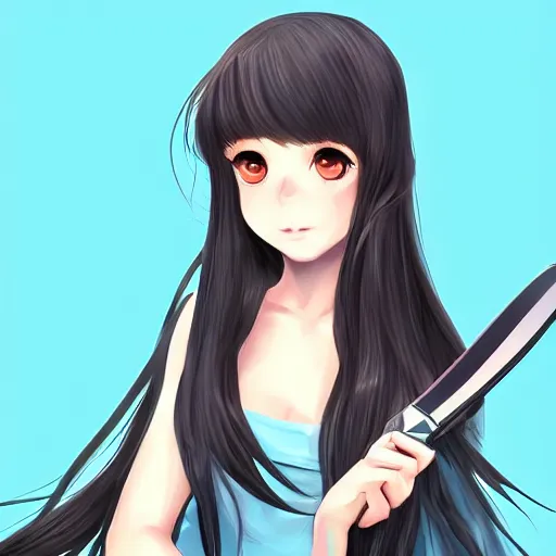 cute girl with knife