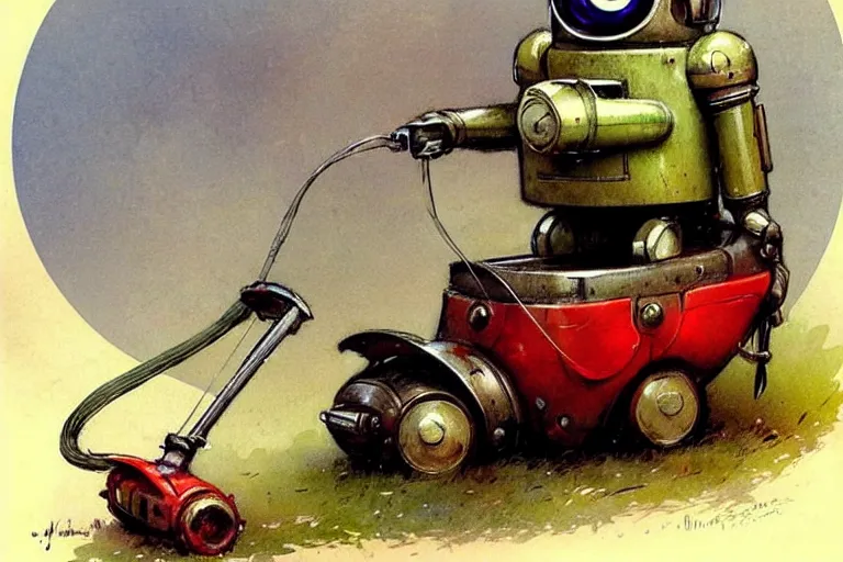 Prompt: adventurer ( ( ( ( ( 1 9 5 0 s retro future robot android fat mouse lawnmower. muted colors. ) ) ) ) ) by jean baptiste monge!!!!!!!!!!!!!!!!!!!!!!!!! chrome red