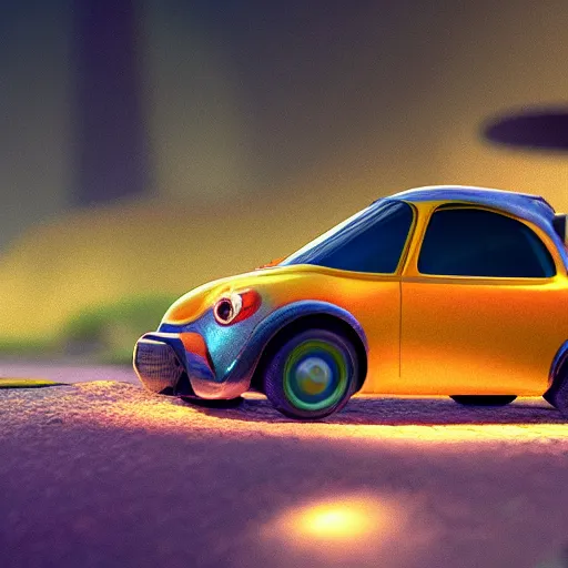 Prompt: tiny cars, phone time machine, bioluminescence, vegetation, colorful, rim light, highly detailed, tilt shift, digital painting, concept art, smooth, sharp focus, pleasing aesthetics, 3 d render, octane render, disney pixar, 4 k