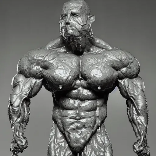 Image similar to sculpture of a bodybuilder made entirely from fresh broccoli by antoni gaudi