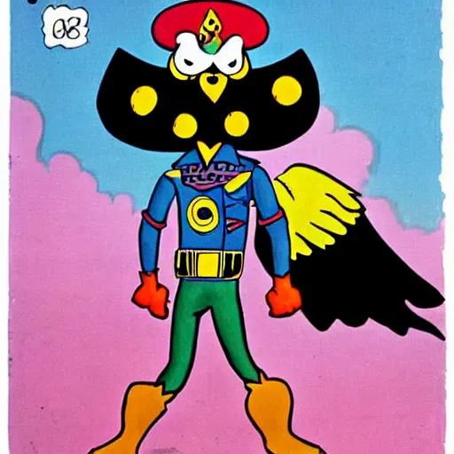 Prompt: cartoon owl dressed as the lone ranger from the children's 1980s cartoon show