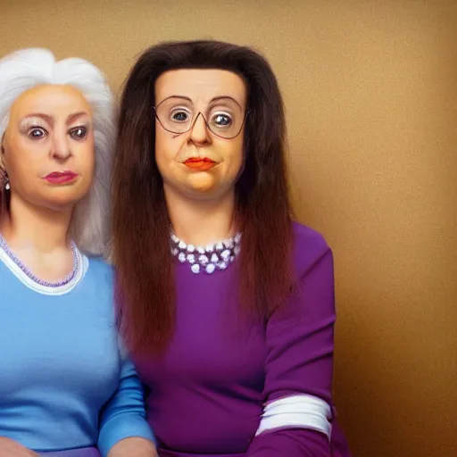 Prompt: stunning award winning hyperrealistic hdr 8 k highly detailed portrait photo of twins sherri and terri on the simpsons as real humans