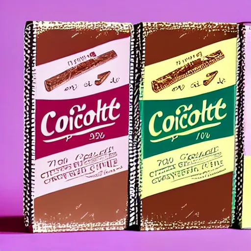 Image similar to chocolate candy bar packaging, 7 0 s style, very appealing, marketing photo