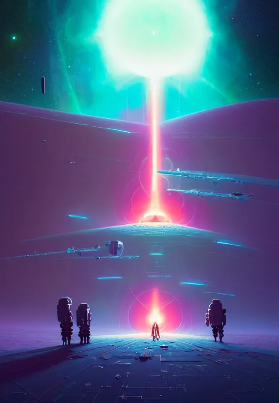 Prompt: robotic expedition to the death of a star by christopher balaskas and anton fadeev and dan mumford and beeple and norman rockwell, hyperrealistic, high detail, ultra detailed, space, nebula, sharp focus, astronomy, science, crisp edges, mist, reflections, asymmetrical!!!!!!, asymmetry!!