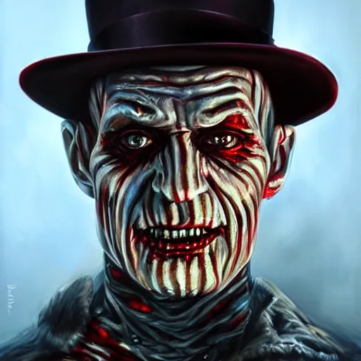 Prompt: an ultra - realistic portrait painting of freddy krueger in the style of alex ross. 4 k. ultra - realistic. highly detailed. epic lighting.