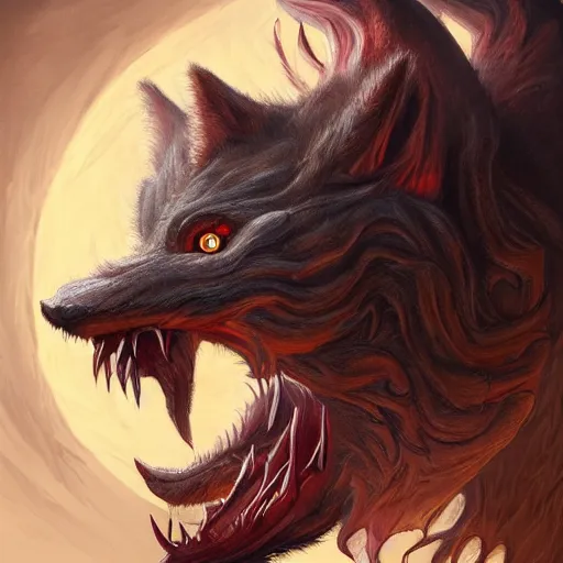 Prompt: a masterpiece portrait of a crouching lithe werewolf imbued with crackling red energy and terrifying fangs. highly detailed, digital painting, trending on artstation, concept art, sharp focus, illustration, global illumination, ray tracing, realistic shaded, art by artgerm and greg rutkowski and fuji choko and viktoria gavrilenko and hoang lap