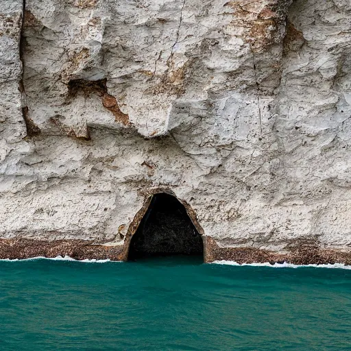 Image similar to a door in the side of a sea cliff