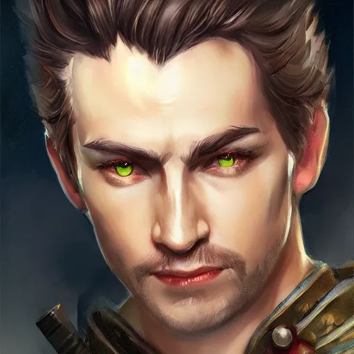 Prompt: plucky charming white male rogue, naval background, fantasy, D&D 5e, 5th edition, portrait, piercing stare, highly detailed, digital painting, HD, artstation, concept art, matte, sharp focus, illustration, art by artgerm and greg rutkowski