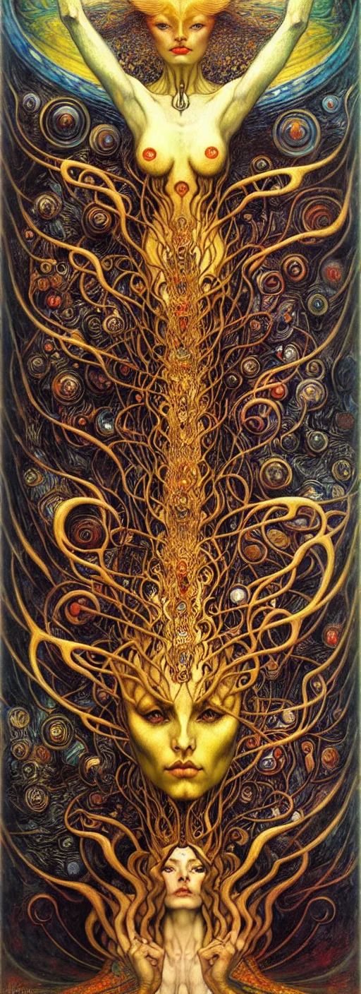 Image similar to Divine Chaos Engine by Karol Bak, Jean Delville, William Blake, Gustav Klimt, and Vincent Van Gogh, symbolist, visionary