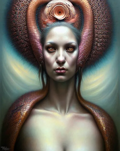 Image similar to a detailed portrait of dreampunk flamingo python hybrid mix beautiful! goddess by tomasz alen kopera and peter mohrbacher