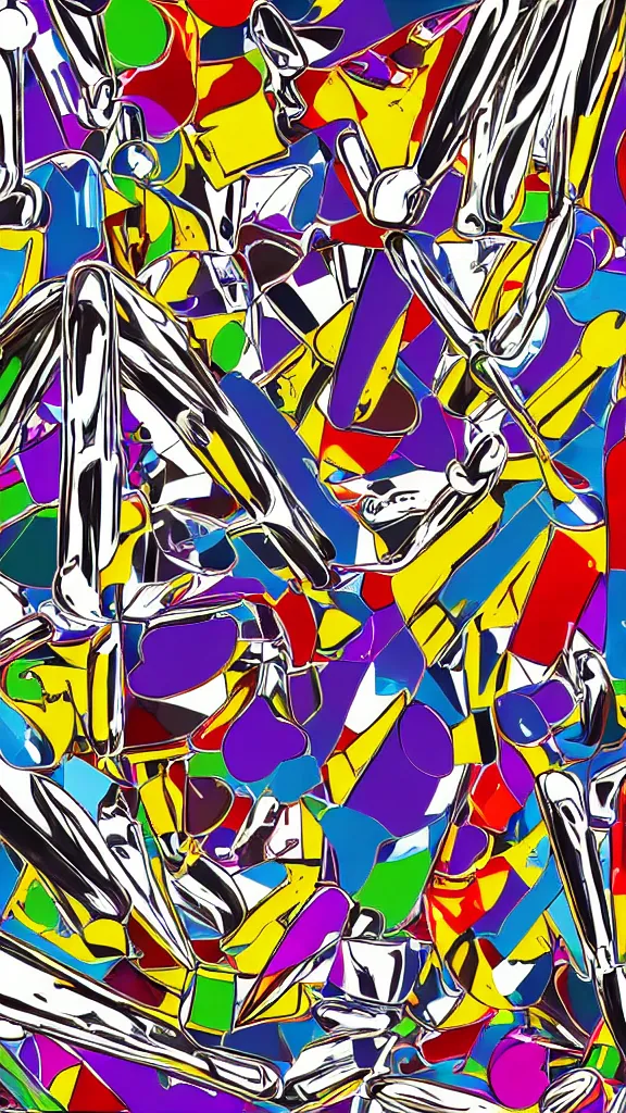 Image similar to abstract chrome shapes, acid graphix album cover art