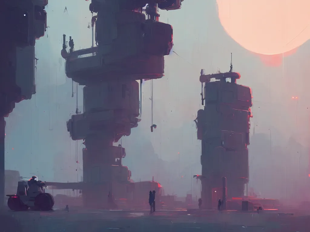 Image similar to there is life inside the giant machine by atey ghailan, ismail inceoglu, michal lisowski, artstation, volumetric light, dystopian