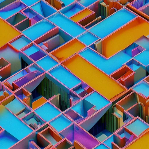Prompt: wide angle colorful shot of a modern square, hyper detailed, trending on artstation, octane render,