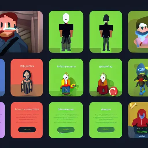 Image similar to Video game flat character introduction UI